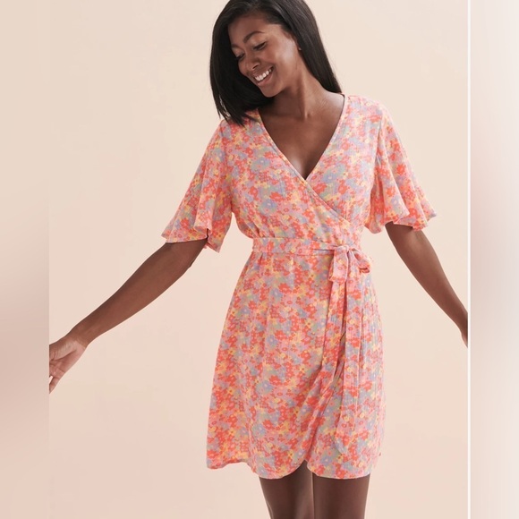 🔆BILLABONG🔆 ALL FOR YOU 2 WRAP DRESS adjustable, beach, activewear, floral - Picture 3 of 13